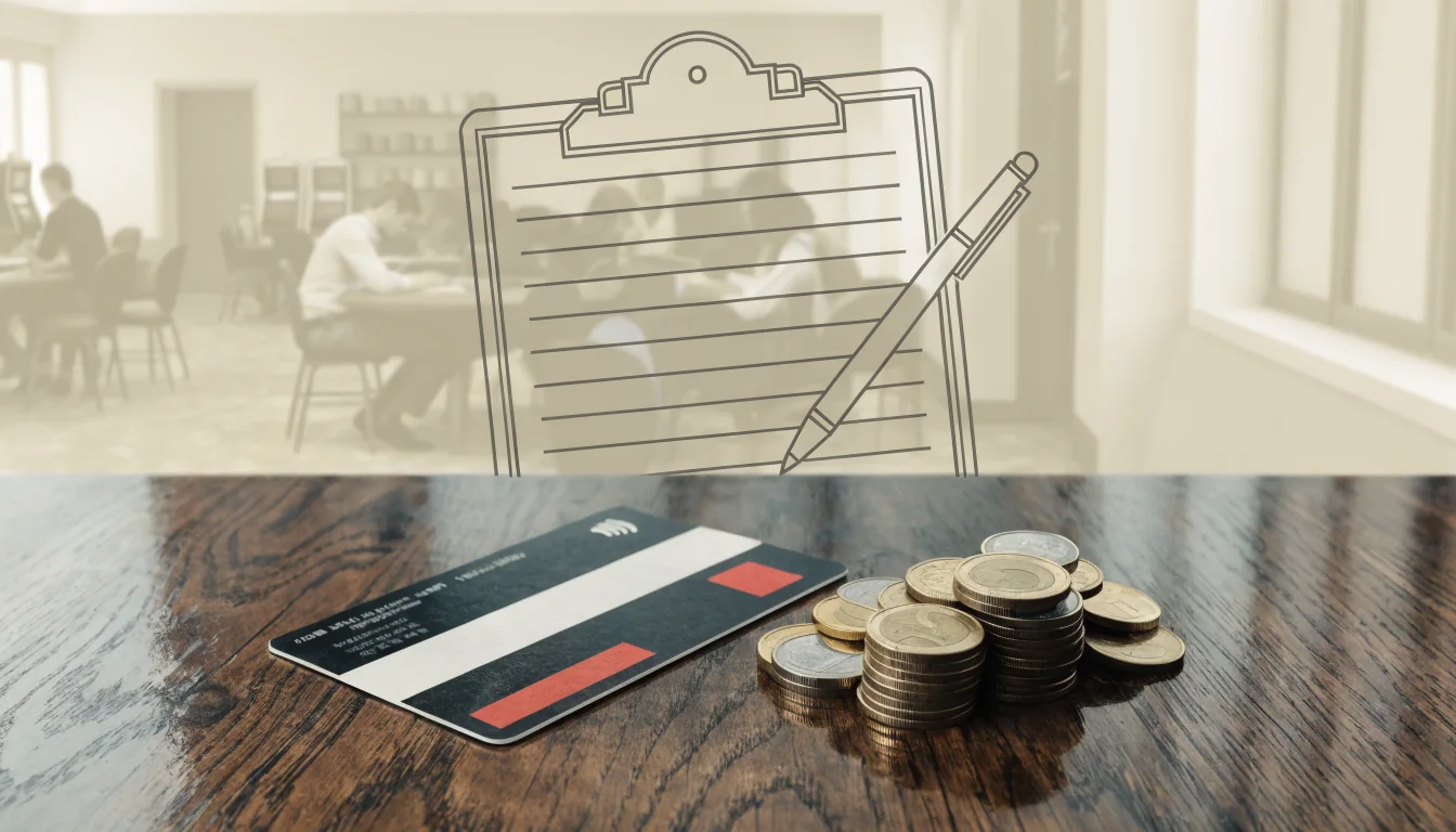 Tarjeta y monedas representan límites de depósito.