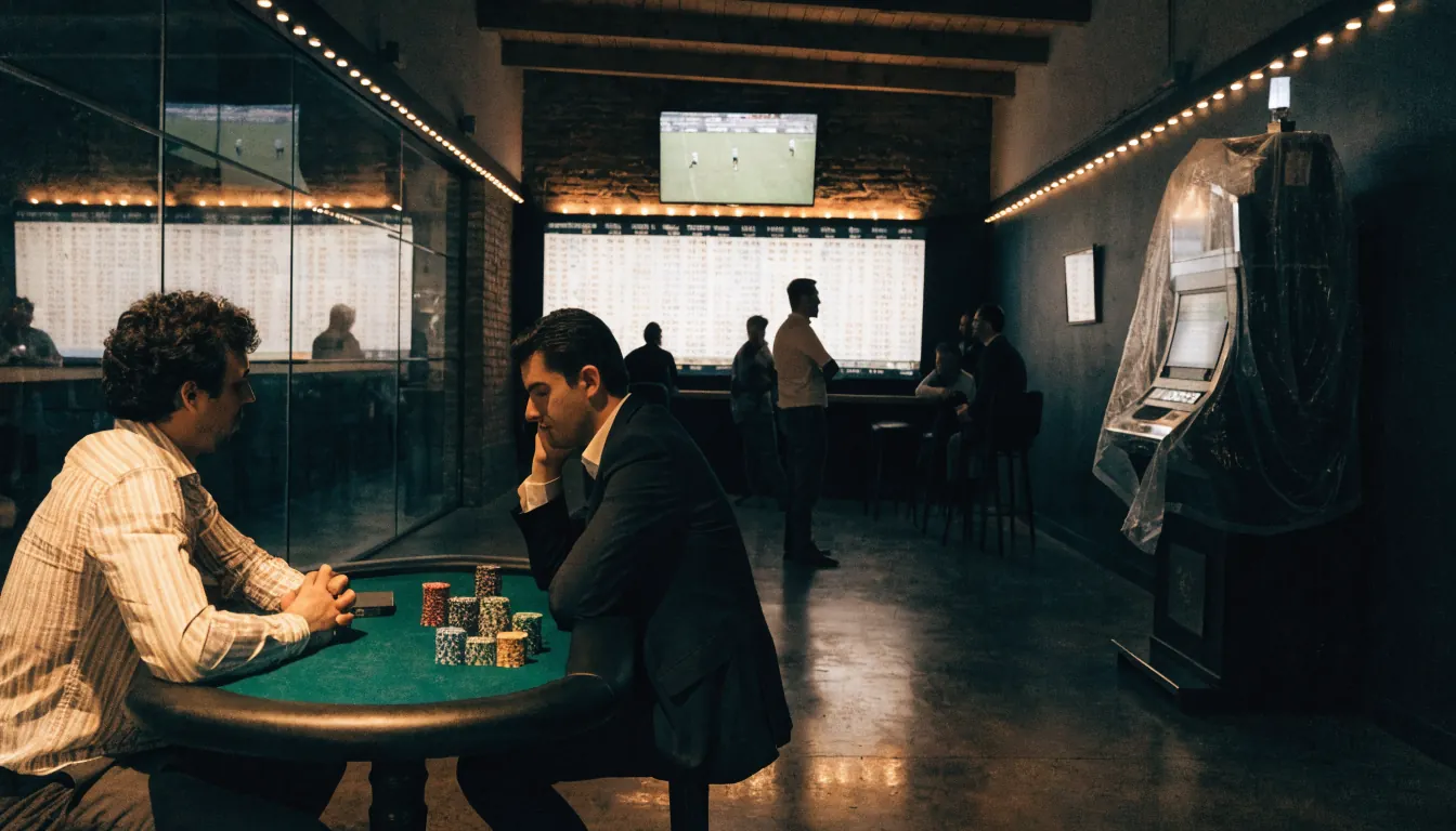 Zona de casino, deportes y póquer en un salón español.